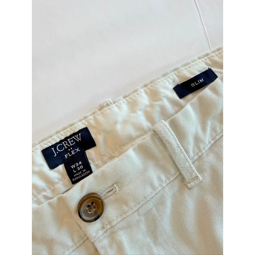 J. Crew Chino Pants Mens‎ 34x30 Beige Flex Slim Fit Re-Imagined H3167